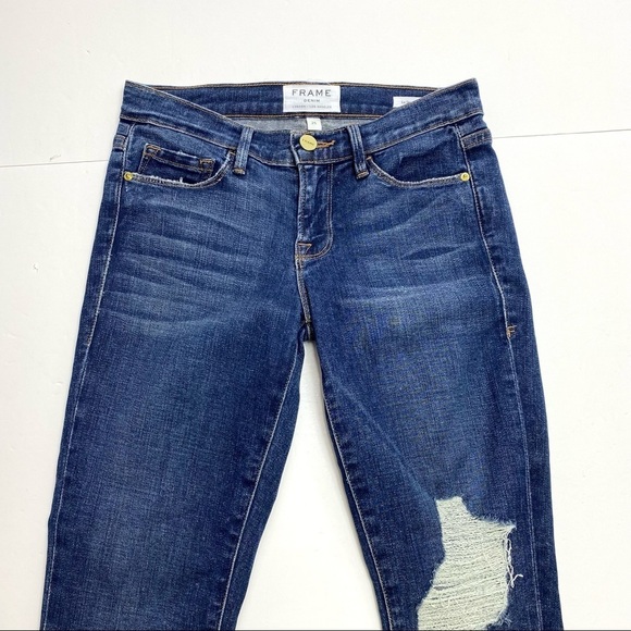 Frame Denim Le Skinny de Jeanne Distressed Denim Jeans Style LSJ179 Stella - Picture 3 of 8